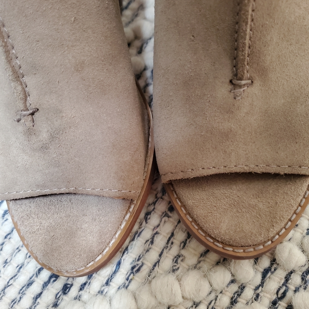 NEW Frye Courtney Sling Suede Peep Toe Bootie Shoes Country Boho Ash Size 6.5 - Picture 12 of 13